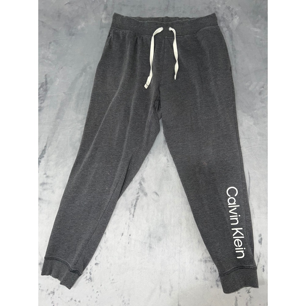 Calvin Klein Mens Logo Joggers Charcoal Gray Sweatpants 30x28